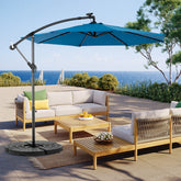 10ft Solar LED Offset Hanging Market Patio Umbrella ( Dark blue)(No Base)
