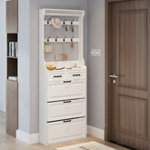 NEW White color shoe cabinet with 3 doors 2 drawers with hanger,large space for storage