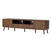 78inch Modern TV Stand for TVs up to 85 inches, Walnut Solid Wood Legs with Drawers and Cable Management