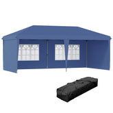 Outsunny 10' x 20' Pop Up Canopy Tent with 4 Sidewalls, Heavy Duty Tents for Parties, Outdoor Instant Gazebo with Carry Bag, for Outdoor, Garden, Patio, Blue