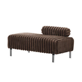 Stylish Upholstered Mini Loveseat with Metal Legs, Adjustable Back, Brown Faux Fur, 49.6' Wide