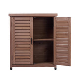 Potting Bench with Storage Cabinet and Metal Table Top for Outdoor Patio, Garden Furniture Wood Workstation Coffee 31.5x17x36''