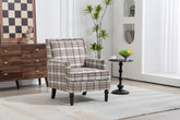 Upholstered Accent Chair, Vintage Armchair with Brown Linen Fabric and Nailhead Trim for Living Room