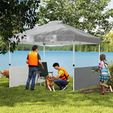 10x 10 ft party tent Pop Up Canopy Tent with 2 Half Sidewalls with Wheeled Carry Bag, Dark Gray