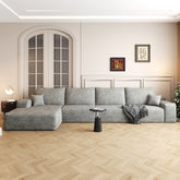 135' Cloud Sectional Couch with L-Shape Chaise,Modern Modular Sofa with Deep Seat, Upholstered Couches for Living Room Bedroom,No Assembly Required, Grey(Plush Corduroy Fabric)