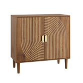 Walnut Wood Buffet Cabinet with Line Groove Design, Multifunctional Storage for Living Room, Entryway, Kitchen