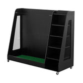 Wooden Golf Bag Storage Rack , Holds 3 Stand Bags & 14+ Clubs, Organizer for Golf Balls, Shoes & Accessories, Heavy Duty for Garage, Indoor Outdoor Use, Easy Assembly,Black