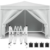 10'x10' Folding Canopy with 4 Removable Sidewalls Outdoor Event Shelter UPF 50+ Gazebo Portable Tents for Parties Beach Camping Wedding EZ Pop Up Canopy Weight Bag + Carry Bag (Old Sku: W2185P194727)