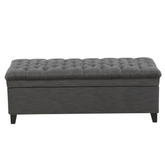 JULIANA Stylish Storage Ottoman with Extra Seating in Gray Fabric, 50x20.5x18.3 inches