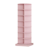 Modern Pink Rotating Shoe Cabinet with 7 Layers for 28 Pairs of Shoes, Particle Board and MDF