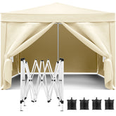 10'x10' Folding Canopy with 4 Removable Sidewalls Outdoor Event Shelter UPF 50+ Gazebo Portable Tents for Parties Beach Camping Wedding EZ Pop Up Canopy Weight Bag + Carry Bag (Old Sku: W2185P194747)