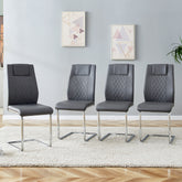 Modern Dining Chairs with Faux Leather Padded Seat Dining Living Room Chairs Upholstered Chair with Metal Legs Design for Kitchen, Living, Bedroom, Dining Room Side Chairs Set of 4 (Grey+PU)C-001