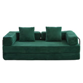 Floor Couch,Compression Sofa,Convertible Floor Sofa Bed-with Pillow Back Support Armrest,Comfy Futon Couch Lounge Sleeper Bed,Corduroy Fabric,for Living Room Bedroom (dark green)