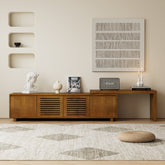 63' Mid-Century Modern Extendable TV Stand for TVs up to 75', Media Console TV Cabinet for Living Room, Farmhouse Entertainment Cabinet with Storage & Adjustable Panel
