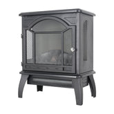 Classical Free-Standing 3D Flame Electric Infrared Quartz Fireplace Stove with Remote Control in Antique Black