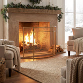 Regina 1-Panel Curve Iron Fireplace Screen 38' x 32', Golden Finish