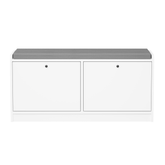 White Shoe Storage Bench with Cushion, Entryway Organizer Cabinet for Hallway, Living Room, Bedroom, MDF Material, 39.76 x 9.45 x 18.90 inches