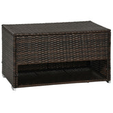 Outsunny Outdoor Deck Box & Shoe Storage, PE Rattan Wicker Towel Rack with Liner for Indoor, Outdoor, Patio Furniture Cushions, Pool, Toys, Garden Tools, Brown