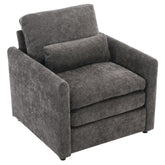 Cozy Upholstered Armchair with Double Cushion in Grey Chenille, 31.9 Inches