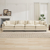 Cloud Sofa 4 Seats (Ottoman is not included), Modern Sectional Couch, for Living Room Bedroom and Apartment, Comfy Double Layer Upholstered Seat Cushion, Breathable Chenille Fabric, Beige,SW5014BG