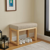 Shoe-changing bench, a shoe-changing bench with a wooden frame and a soft cushioned seat, can be placed freely and is suitable for small spaces without taking up much space -Brown