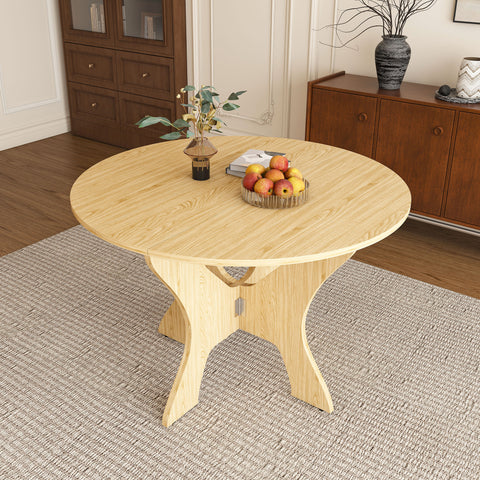 43 in Folding Dining Table for Small Spaces, MDF Table with Wild Oak Veneer, Space Saving Foldable Kitchen Table for Indoor and Outdoor Use