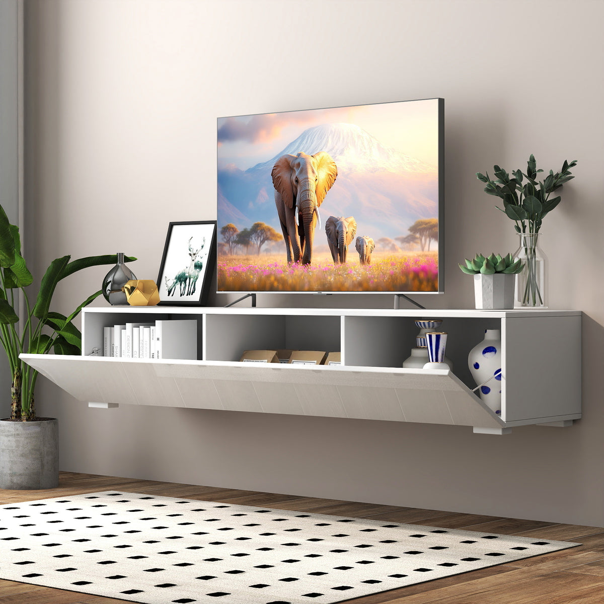 Modern Entertainment Center with Storage   Media Console for Living Room