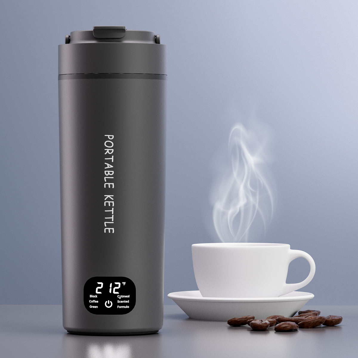 Portable Electric Kettle, 450ml Capacity Suitable for Travel, Office, Hotel, Dormitory, Gray