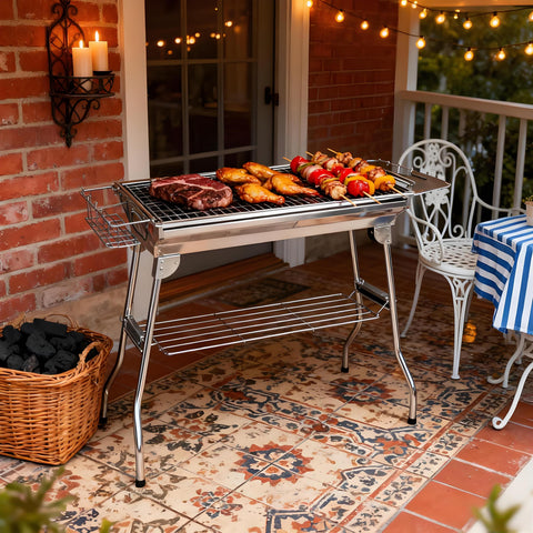 Folding Charcoal BBQ Grill,Portable Charcoal Barbecue Grill,Camp Picnic Cooker