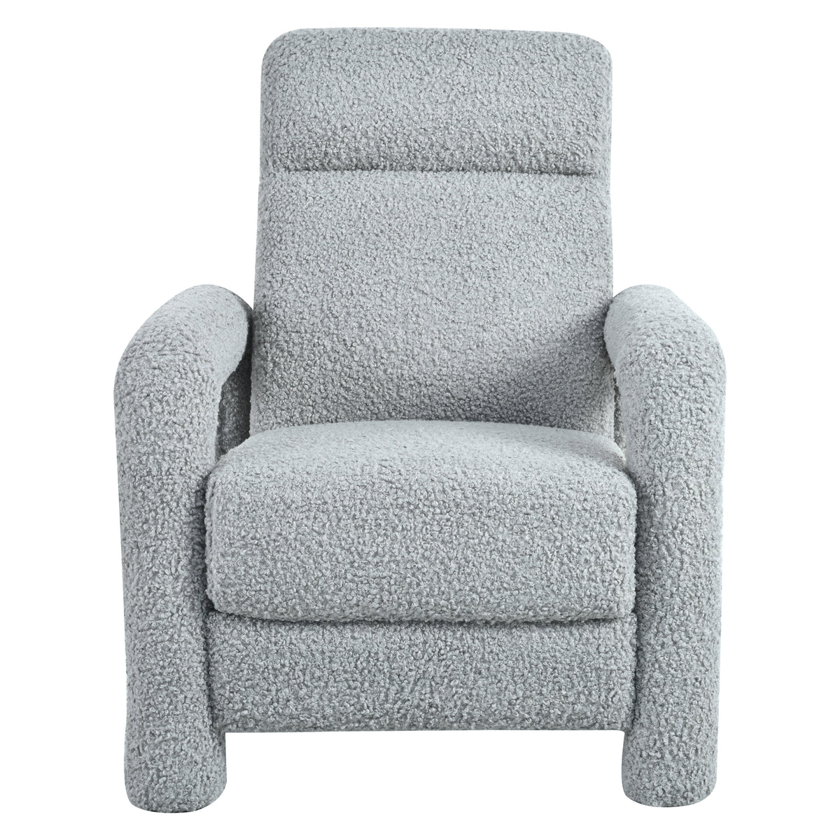 Upholstered Recliner Chair with Adjustable Backrest in Light Grey Teddy Fleece, 31.25'