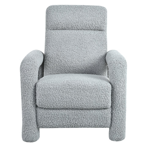 Upholstered Recliner Chair with Adjustable Backrest in Light Grey Teddy Fleece, 31.25'