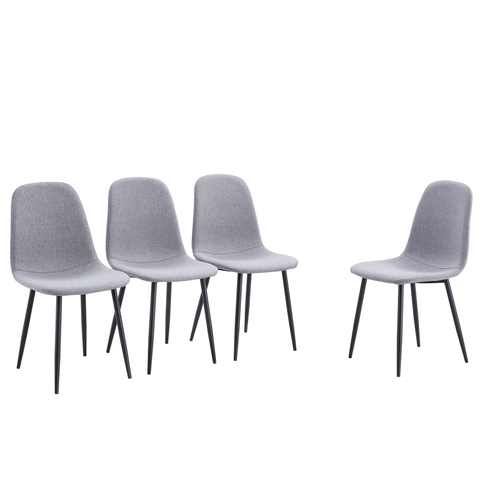 A Set of 4 Gray Fabric-Back and Metal Combined Spoon Chairs - Perfectly Matching Minimalist and Scandinavian Style Homes, With Product Dimensions of 15.5*16.3*34.5 inches