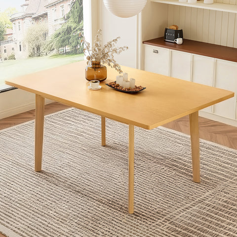 60' Rustic Farmhouse Dining Table - Solid Wood Frame, Minimalist Modern Dining Table for Kitchen, Dining Room, Living Room, Natural