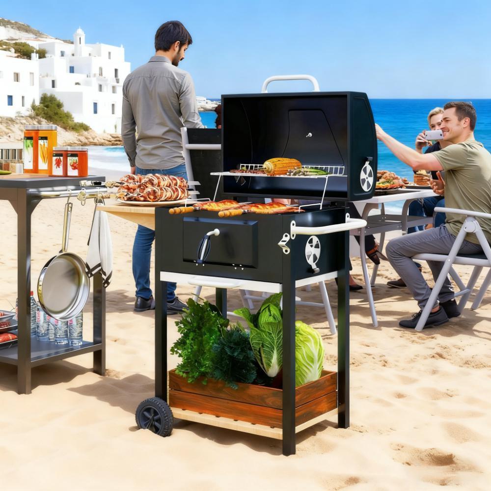 Black  Outdoor Portable Cooker Charcoal BBQ Grill