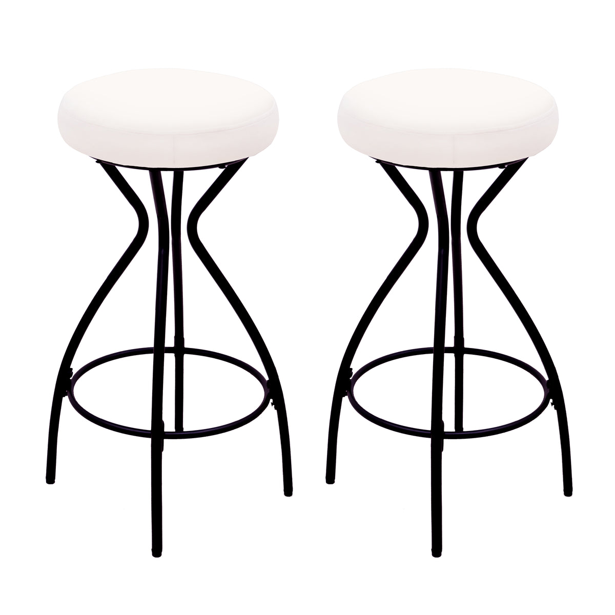 Modern Backless Bar Stools Set of 2 Velvet Upholstered Counter Stools for Kitchen Island in Black & Creamy White
