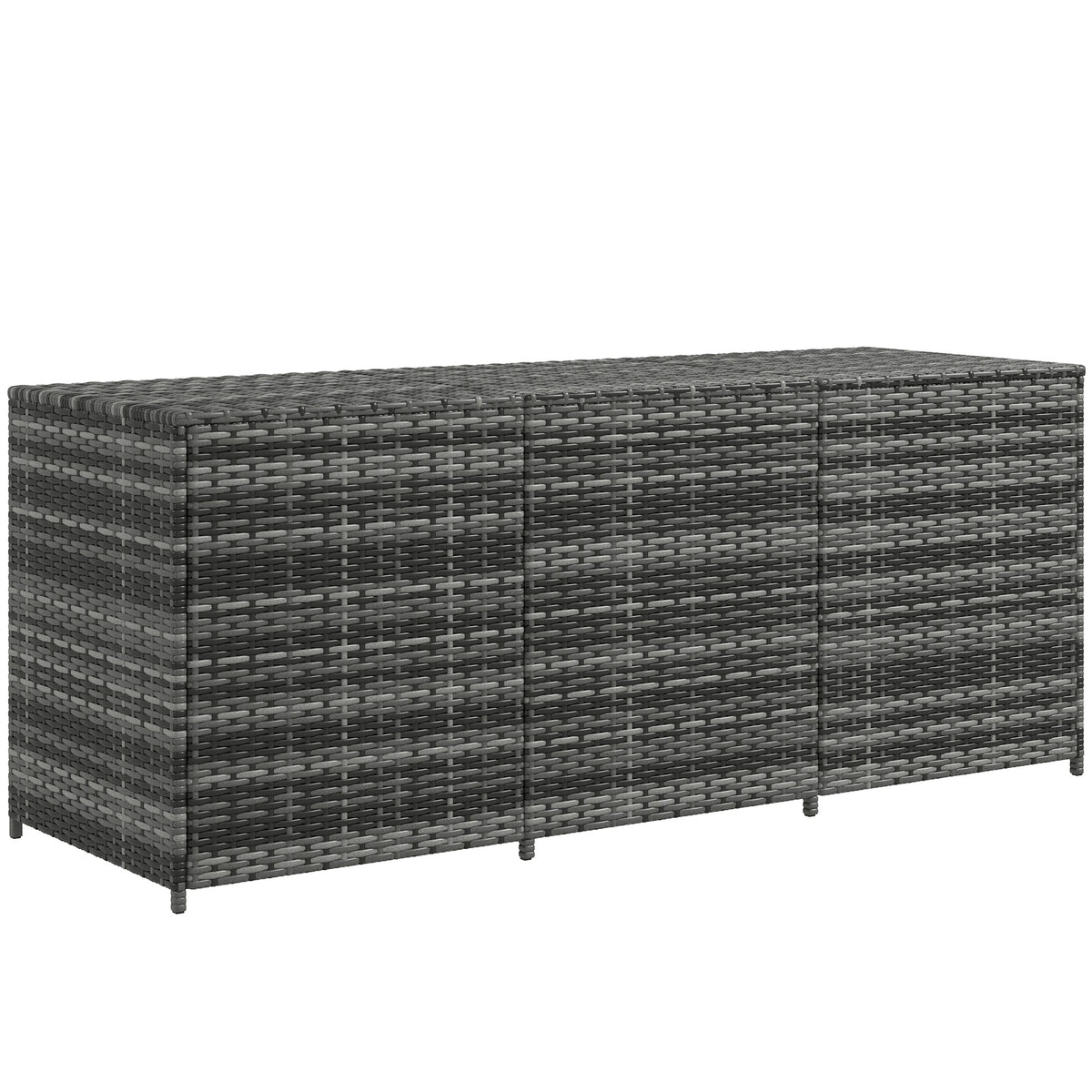 Outsunny 175 Gallon Outdoor Storage Box with Inner Liner, PE Rattan Wicker Deck Box with Pneumatic Bar Lift for Indoor & Outdoor, Patio Furniture Cushions, Pool Toys, Garden Tools, Mixed Gray