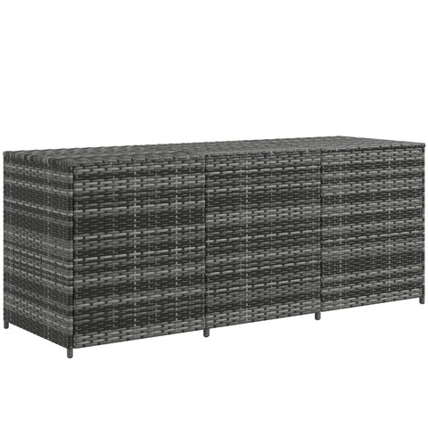 Outsunny 175 Gallon Outdoor Storage Box with Inner Liner, PE Rattan Wicker Deck Box with Pneumatic Bar Lift for Indoor & Outdoor, Patio Furniture Cushions, Pool Toys, Garden Tools, Mixed Gray