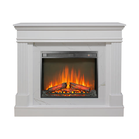 44' Electric Fireplace with Mantel for Living Room or Bedroom,23' Fireplace Insert Heater, Realistic Log and Flame Effect, Remote Control, Timer