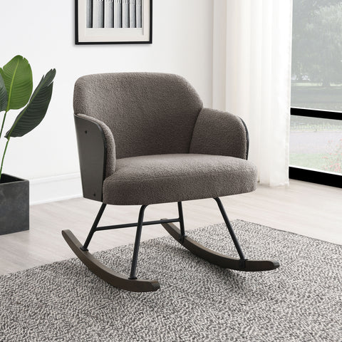 Valera Taupe Boucle Upholstered Mid Back Rocking Chair
