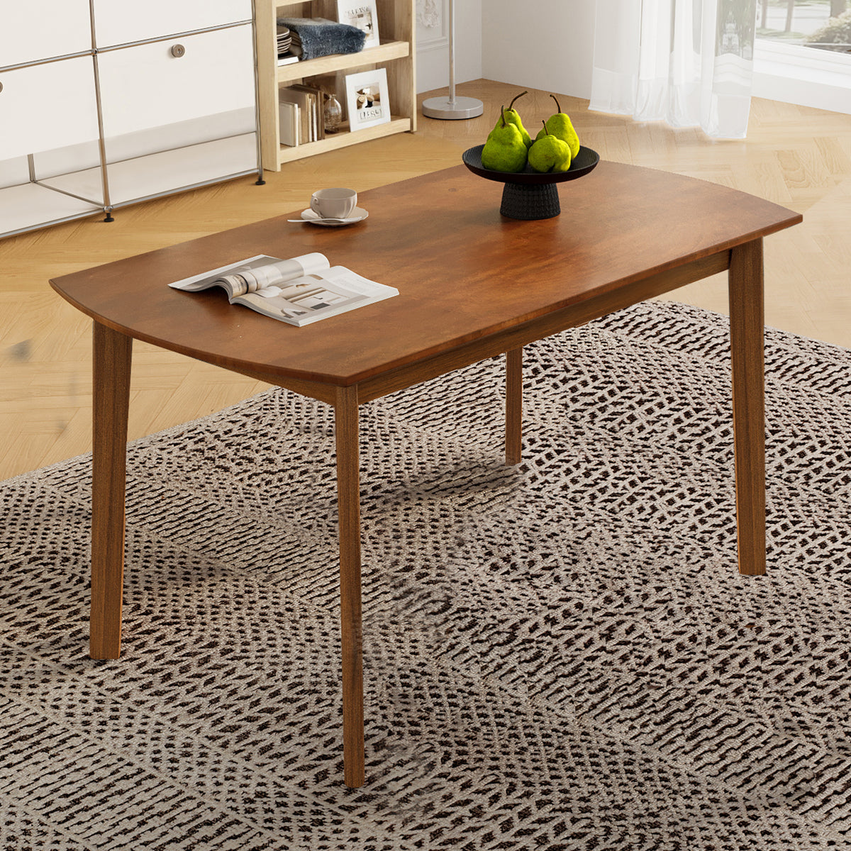 47 Inch Mid Century Modern Dining Table, Solid Wood Kitchen & Dining Room Table for 4, Minimalist Table for Dining Room, Rectangular Dinette Table, Easy Assembly