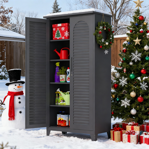73'' Tall Metal Tool Storage Cabinet, with Ample Storage Space for Garage,Warehouse,Garden,Office, Living Room,Bathroom,Utility Room ( Slate )