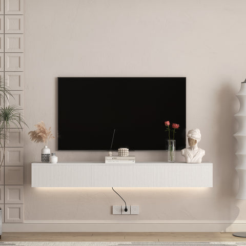 Floating TV Stand Wall Mounted with 16 Color LEDs,69' Modern TV Stand, Floating TV Cabinet Entertainment Center for 55 60 65 Inch TV