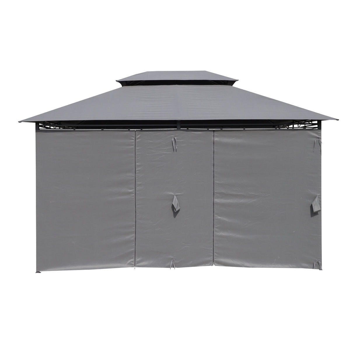 13x10 ft Outdoor Patio Gazebo Canopy Tent with Ventilated Double Roof and Side Wall (Detachable Curtain Included on All Sides), Suitable for Lawn, Garden, Backyard and Deck - Grey