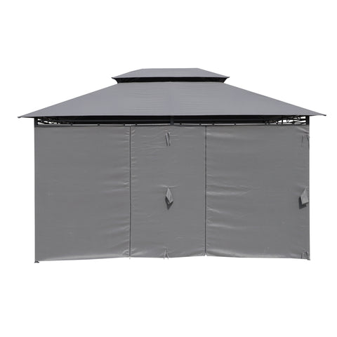 13x10 ft Outdoor Patio Gazebo Canopy Tent with Ventilated Double Roof and Side Wall (Detachable Curtain Included on All Sides), Suitable for Lawn, Garden, Backyard and Deck - Grey