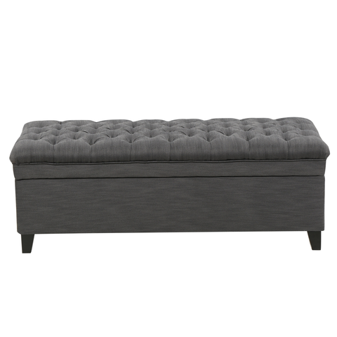 JULIANA Stylish Storage Ottoman with Extra Seating in Gray Fabric, 50x20.5x18.3 inches