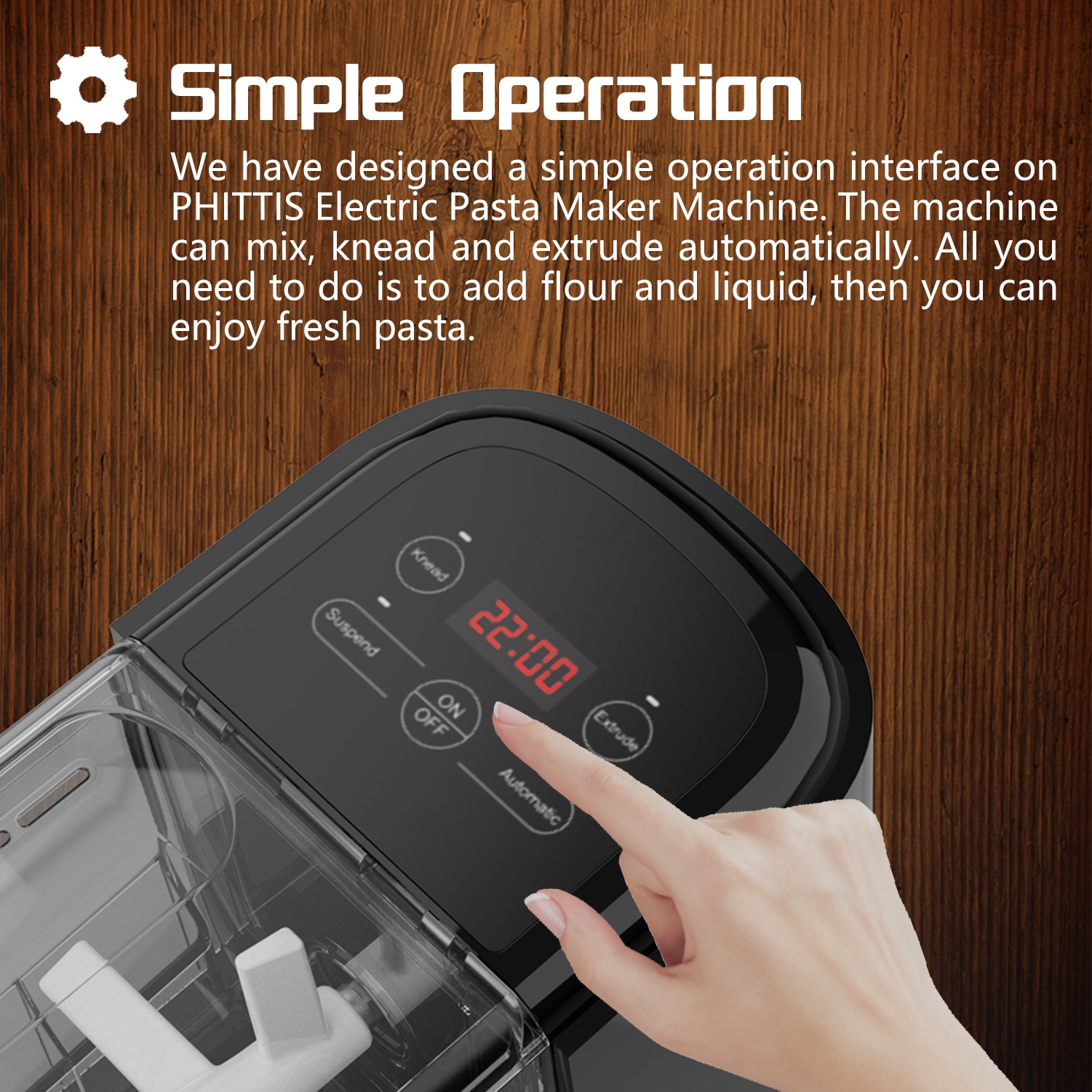 Pasta Machine, 20 MINS to Make 0.7 LB Pasta, Healthy, Homemade, DIY, Perfect Gift, Black