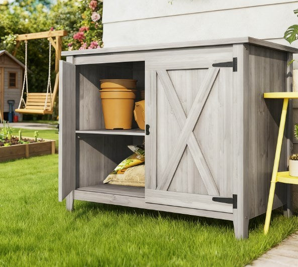 Garden Storage Shed,Wooden Outdoor Storage Cabinet,Garden Shed Potting Shed with Shelf and Double Doors