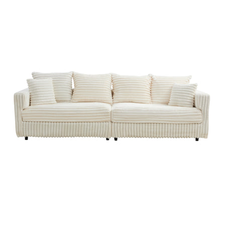104.3' Plush Corduroy 4-Seat Sofa,Modern Comfy Upholstered Sofa Cloud Couch,Deep Seat Couches with Soft Pillows,Convertible Deep Seat Sofa Lounge Chair for Living Room Bedroom,Apartment,Office