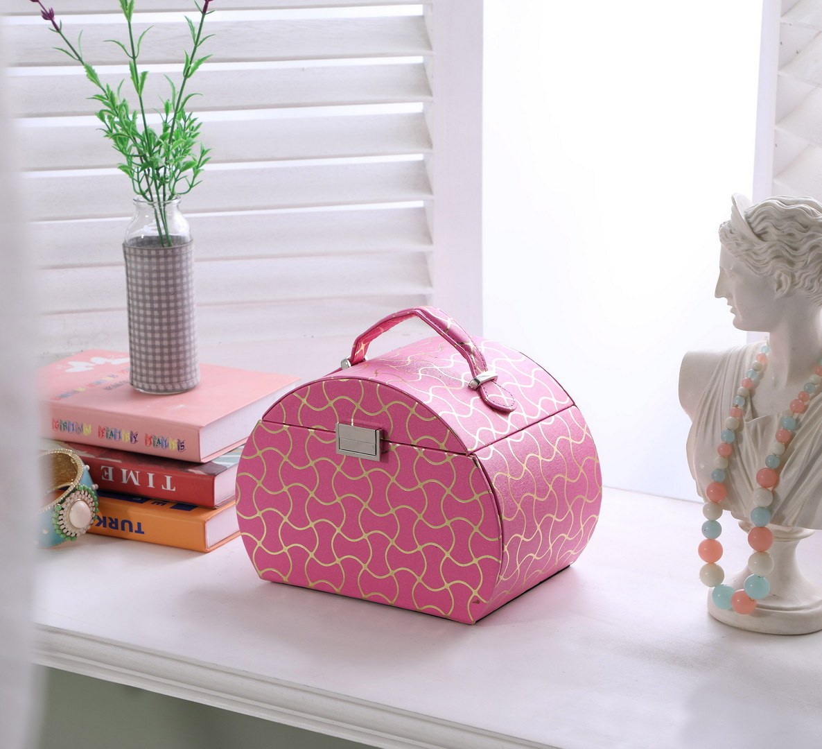 8.8' Long Travel Jewelry Organizer Case, Hot Pink