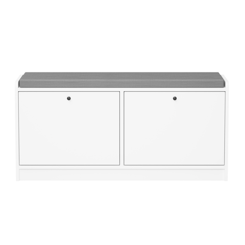 White Shoe Storage Bench with Cushion, Entryway Organizer Cabinet for Hallway, Living Room, Bedroom, MDF Material, 39.76 x 9.45 x 18.90 inches